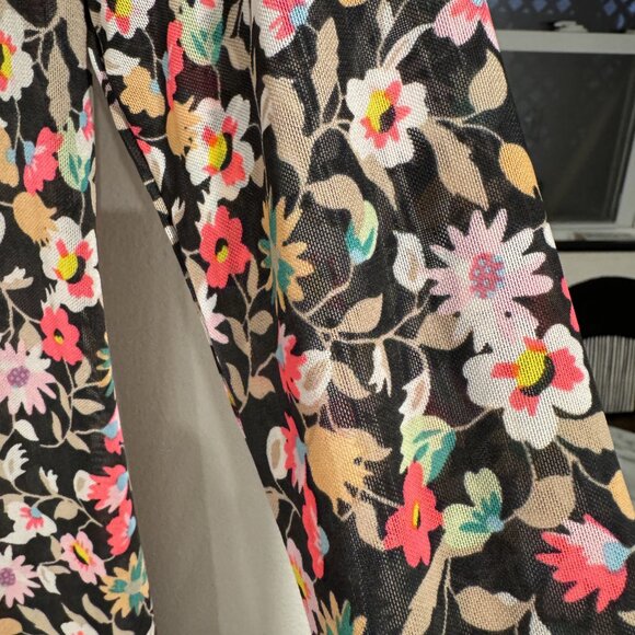 AFRM Los Angeles Marni Turtleneck Long Sleeve Floral Mesh Dress - Picture 2 of 3